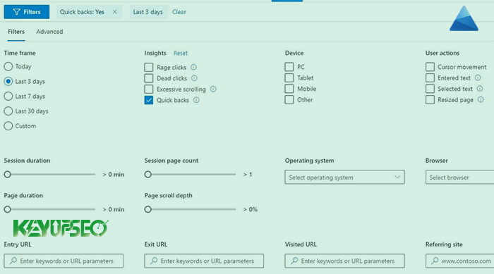 Filter options and custom tags in Microsoft Clarity